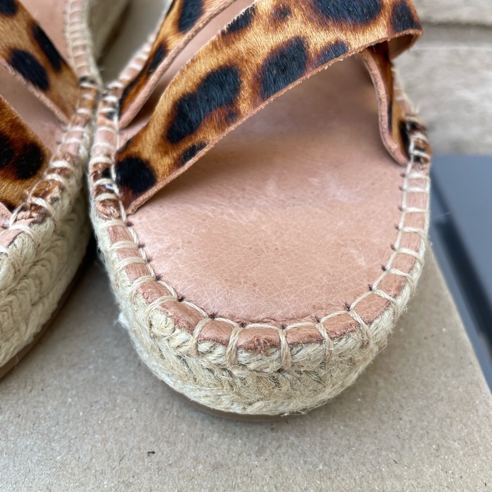 NWT MADEWELL The Malia Espadrille Leopard Sandals Calf Hair Size 8 - Picture 5 of 11